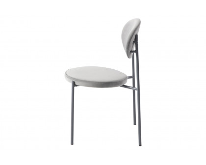 LeisureMod Euston Modern Velvet Dining Chair With Gray Steel Frame (Set Of 2) - Gray