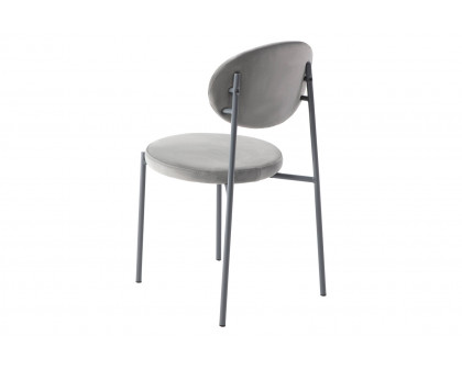 LeisureMod Euston Modern Velvet Dining Chair With Gray Steel Frame (Set Of 2) - Gray