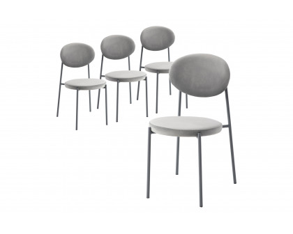 LeisureMod Euston Modern Velvet Dining Chair With Gray Steel Frame (Set Of 4)