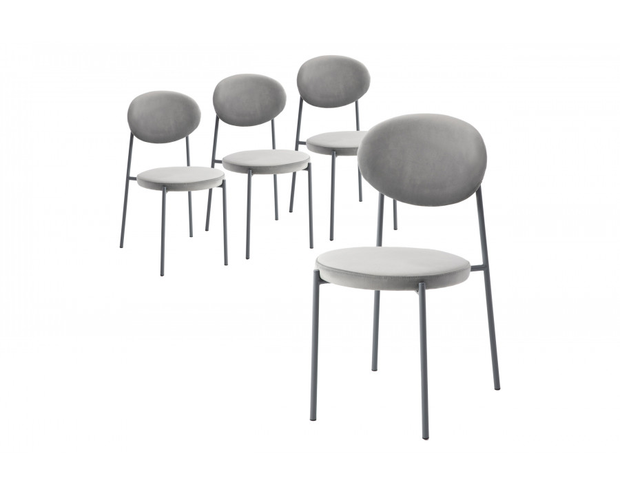 LeisureMod Euston Modern Velvet Dining Chair With Gray Steel Frame (Set Of 4) - Gray