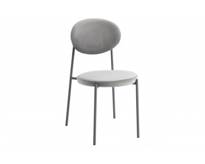 LeisureMod Euston Modern Velvet Dining Chair With Gray Steel Frame (Set Of 4) - Gray