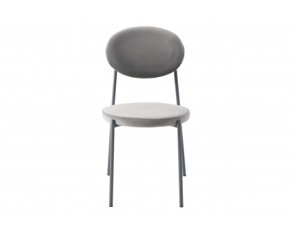 LeisureMod Euston Modern Velvet Dining Chair With Gray Steel Frame (Set Of 4) - Gray