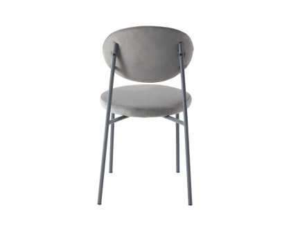 LeisureMod Euston Modern Velvet Dining Chair With Gray Steel Frame (Set Of 4) - Gray