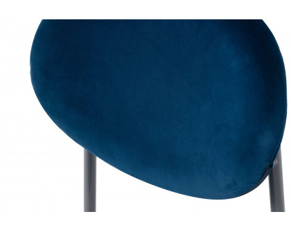 LeisureMod Euston Modern Velvet Dining Chair With Gray Steel Frame - Navy Blue