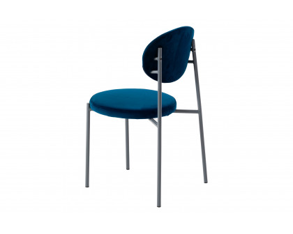 LeisureMod Euston Modern Velvet Dining Chair With Gray Steel Frame (Set Of 4) - Navy Blue