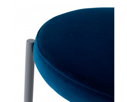 LeisureMod Euston Modern Velvet Dining Chair With Gray Steel Frame (Set Of 4) - Navy Blue