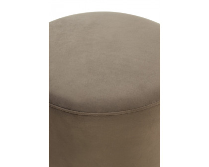 LeisureMod™ Remmey 16" Round Velvet Ottoman with Gold Base - Dark Gray