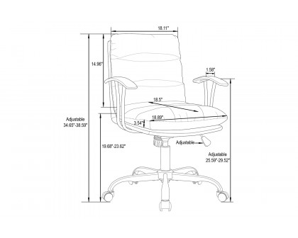 LeisureMod Regina Modern Leather Adjustable Conference Office Chair - Black