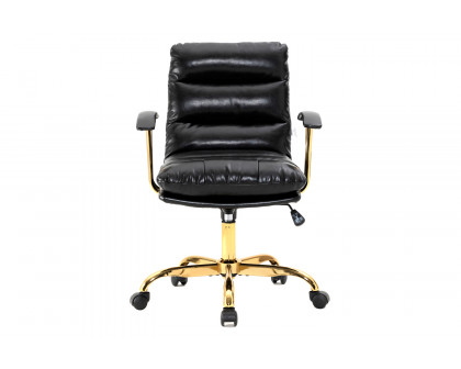 LeisureMod Regina Modern Leather Adjustable Conference Office Chair - Black