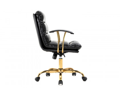 LeisureMod Regina Modern Leather Adjustable Conference Office Chair - Black