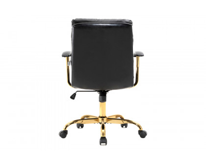 LeisureMod Regina Modern Leather Adjustable Conference Office Chair - Black