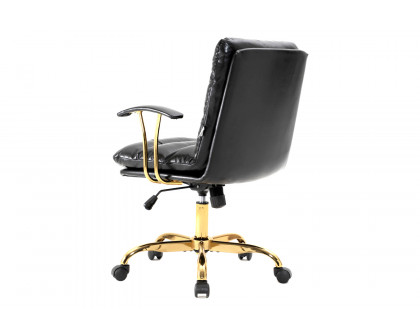 LeisureMod Regina Modern Leather Adjustable Conference Office Chair - Black