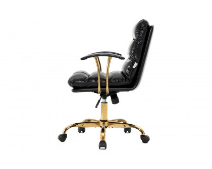 LeisureMod Regina Modern Leather Adjustable Conference Office Chair - Black