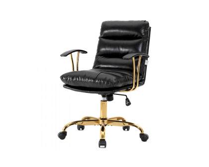 LeisureMod Regina Modern Leather Adjustable Conference Office Chair - Black