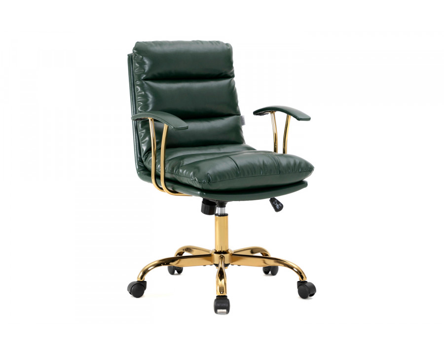 LeisureMod Regina Modern Leather Adjustable Conference Office Chair - Pine/Green