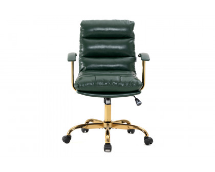 LeisureMod Regina Modern Leather Adjustable Conference Office Chair - Pine/Green