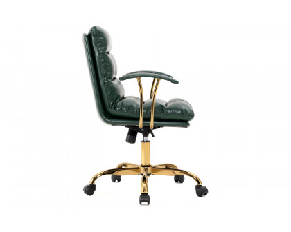 LeisureMod Regina Modern Leather Adjustable Conference Office Chair - Pine/Green