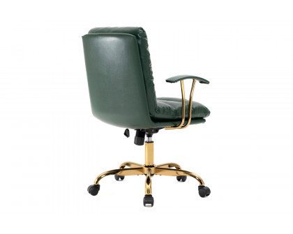 LeisureMod Regina Modern Leather Adjustable Conference Office Chair - Pine/Green