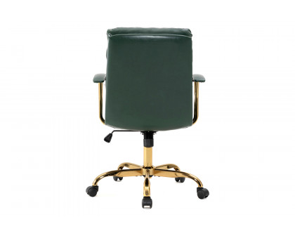 LeisureMod Regina Modern Leather Adjustable Conference Office Chair - Pine/Green