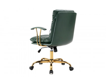 LeisureMod Regina Modern Leather Adjustable Conference Office Chair - Pine/Green