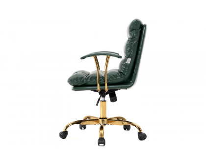 LeisureMod Regina Modern Leather Adjustable Conference Office Chair - Pine/Green