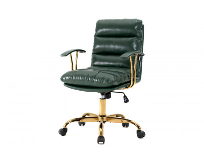 LeisureMod Regina Modern Leather Adjustable Conference Office Chair - Pine/Green