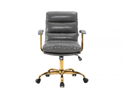 LeisureMod Regina Modern Leather Adjustable Conference Office Chair - Titanium/Gray