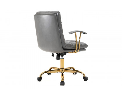 LeisureMod Regina Modern Leather Adjustable Conference Office Chair - Titanium/Gray