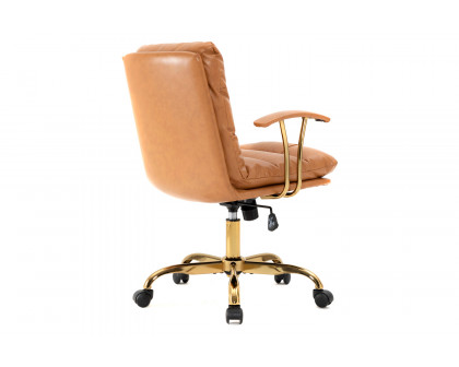 LeisureMod Regina Modern Leather Adjustable Conference Office Chair - Saddle/Brown