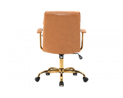 LeisureMod Regina Modern Leather Adjustable Conference Office Chair - Saddle/Brown