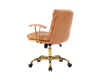 LeisureMod Regina Modern Leather Adjustable Conference Office Chair - Saddle/Brown