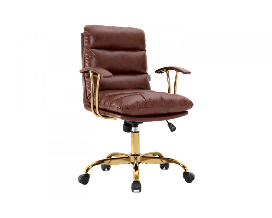 LeisureMod Regina Modern Leather Adjustable Conference Office Chair - Walnut/Brown