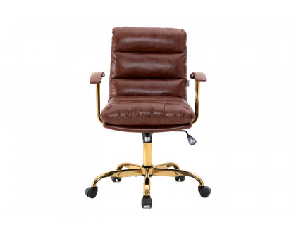 LeisureMod Regina Modern Leather Adjustable Conference Office Chair - Walnut/Brown