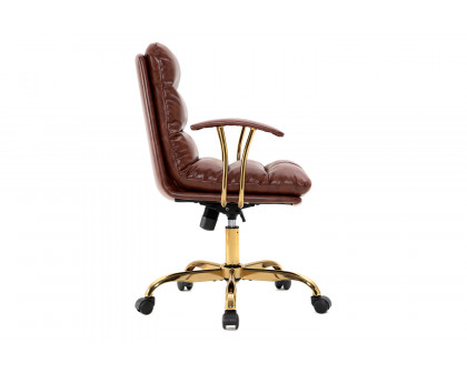 LeisureMod Regina Modern Leather Adjustable Conference Office Chair - Walnut/Brown