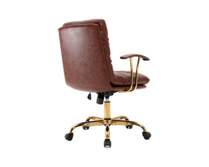 LeisureMod Regina Modern Leather Adjustable Conference Office Chair - Walnut/Brown