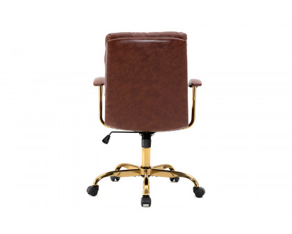 LeisureMod Regina Modern Leather Adjustable Conference Office Chair - Walnut/Brown