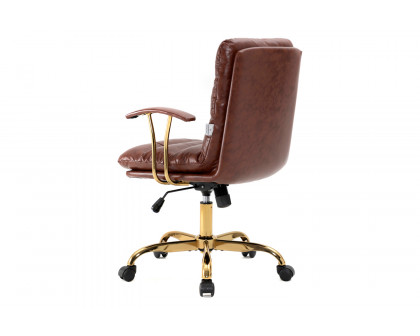 LeisureMod Regina Modern Leather Adjustable Conference Office Chair - Walnut/Brown