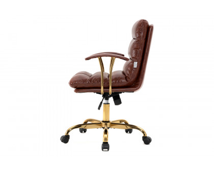 LeisureMod Regina Modern Leather Adjustable Conference Office Chair - Walnut/Brown