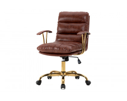 LeisureMod Regina Modern Leather Adjustable Conference Office Chair - Walnut/Brown