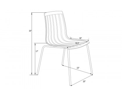 LeisureMod Ralph Modern Pinstripe Design Dining Chair - Clear