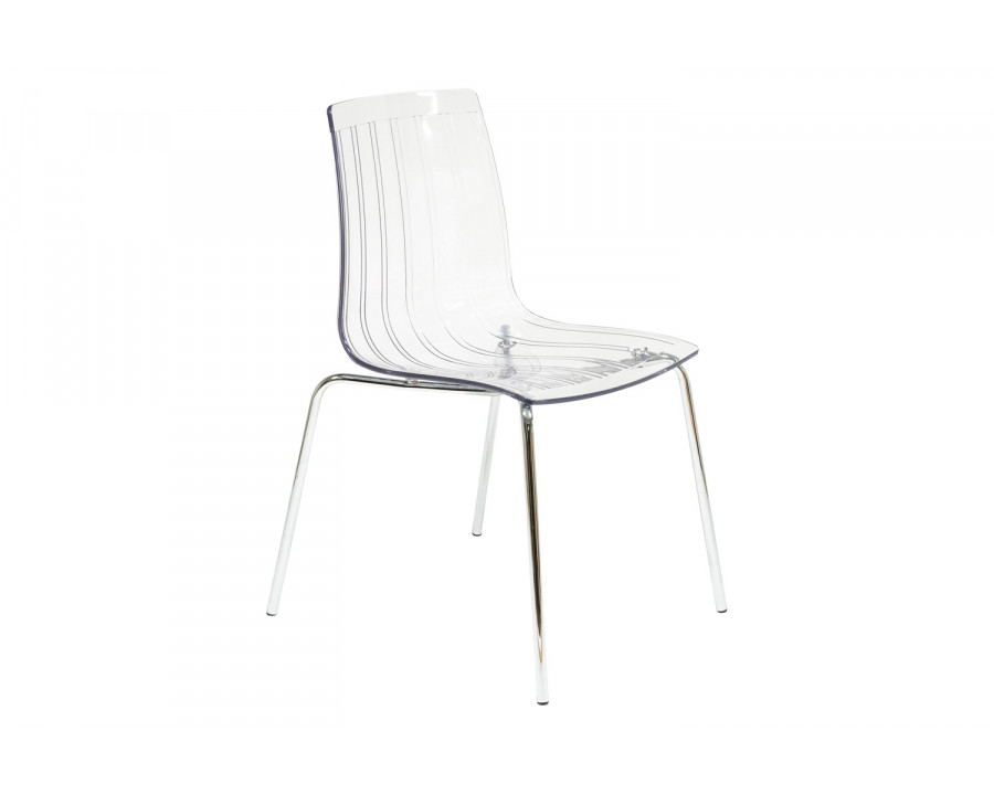 LeisureMod Ralph Modern Pinstripe Design Dining Chair - Clear