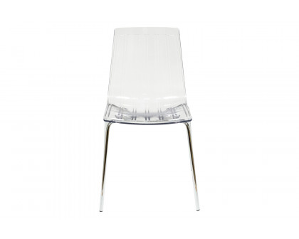 LeisureMod Ralph Modern Pinstripe Design Dining Chair - Clear