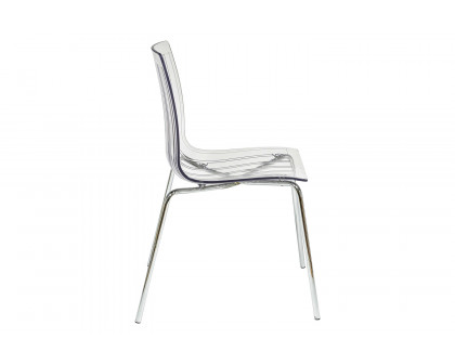 LeisureMod Ralph Modern Pinstripe Design Dining Chair - Clear