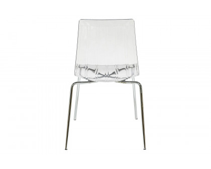 LeisureMod Ralph Modern Pinstripe Design Dining Chair - Clear