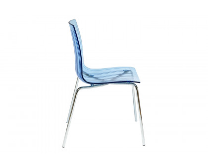 LeisureMod Ralph Modern Pinstripe Design Dining Chair - Transparent/Blue