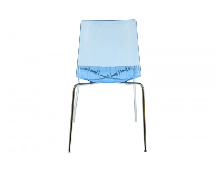 LeisureMod Ralph Modern Pinstripe Design Dining Chair - Transparent/Blue