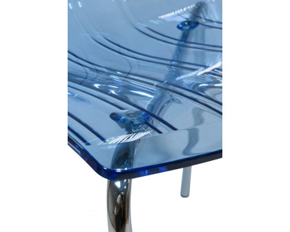 LeisureMod Ralph Modern Pinstripe Design Dining Chair - Transparent/Blue