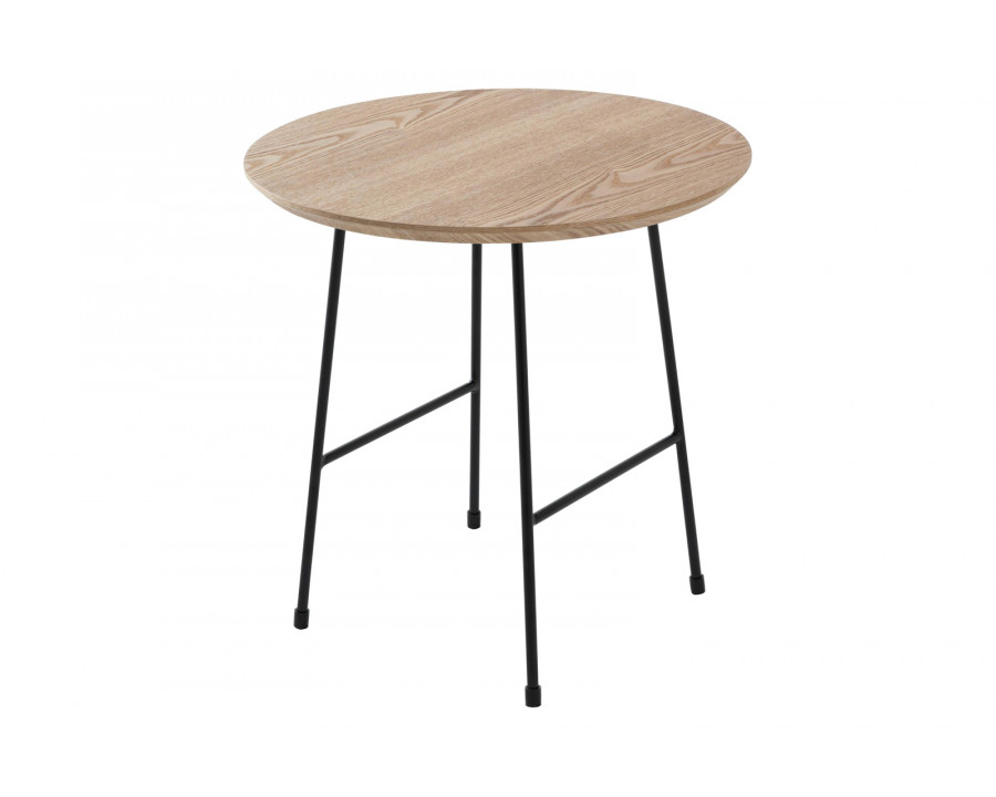 LeisureMod Rossmore Black Base Side Table - Natural Wood