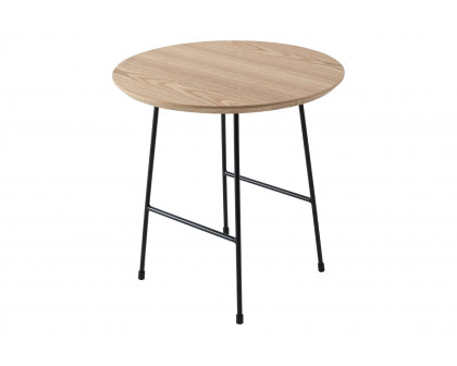 LeisureMod Rossmore Black Base Side Table - Natural Wood