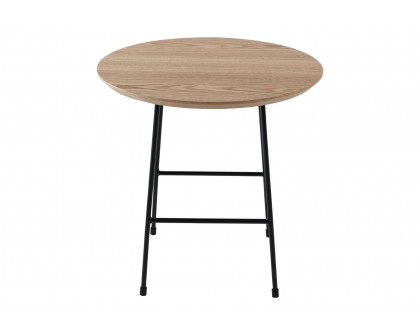 LeisureMod Rossmore Black Base Side Table - Natural Wood